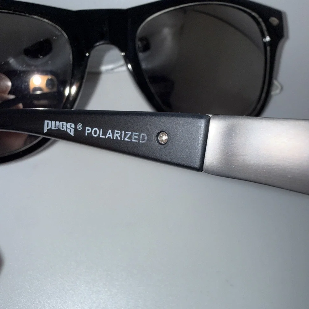 Lot of 2 Pairs PUGS Authentic Sunglasses Black Frames Mirror & Black Lens-Invest